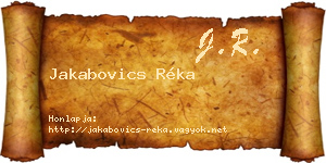 Jakabovics Réka névjegykártya